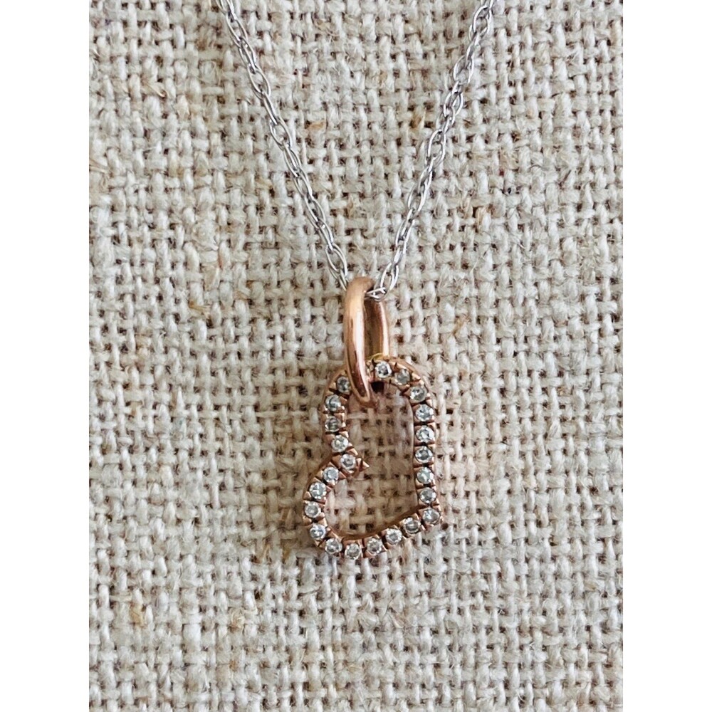 10kt solid gold genuine diamond heart pendant Necklace 19"